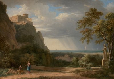 Klassische Landschaft mit Figuren und Skulptur von Pierre Henri de Valenciennes